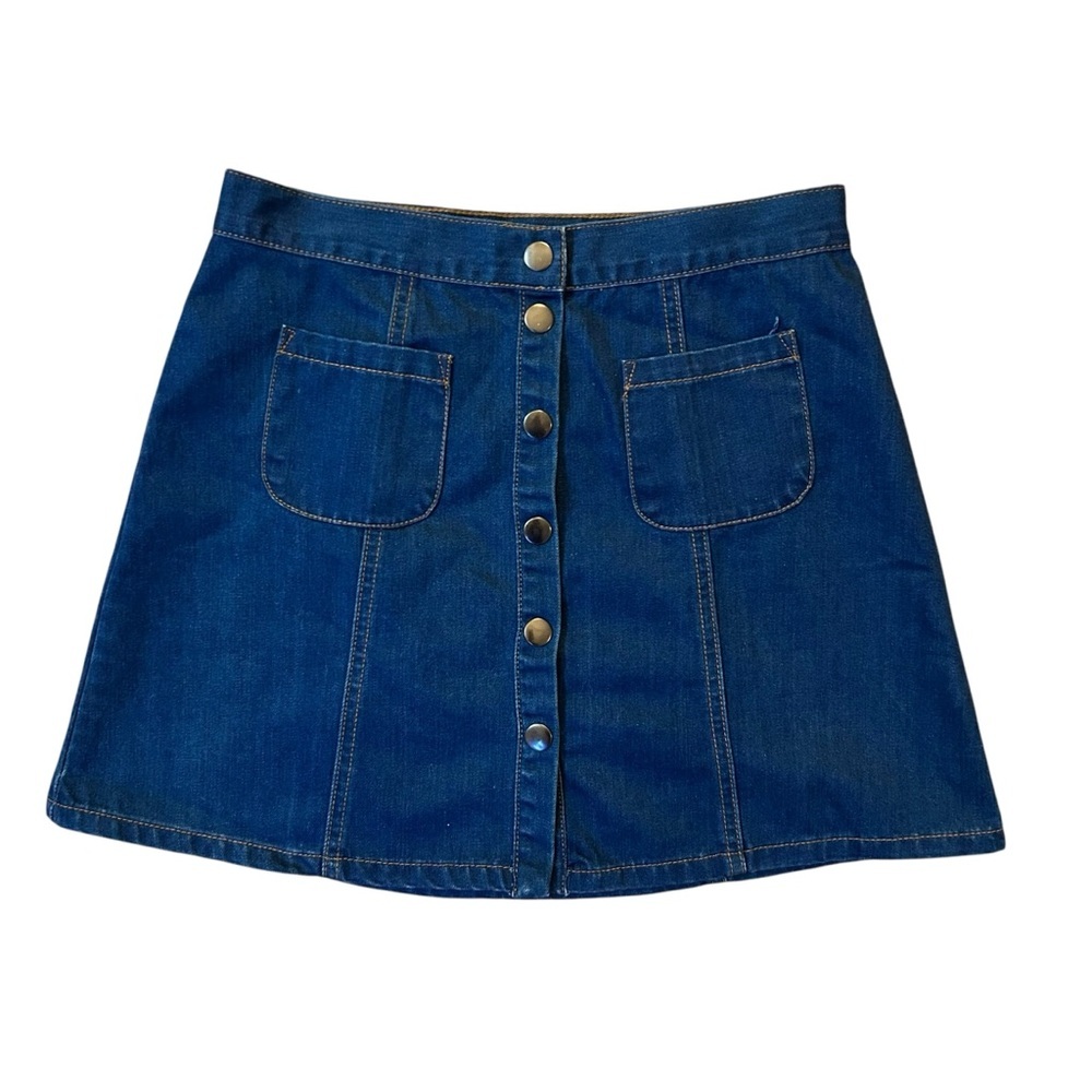 Urban Outfitters BDG Mini Denim Snap Front Flare Skirt Size Medium